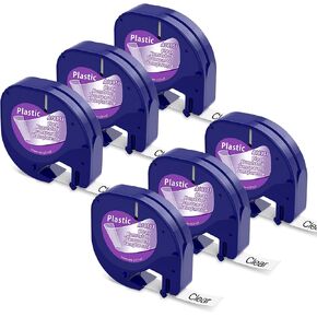6 x Compatible with Dymo Label Maker Refills Clear Transparent 1/2'' x 13', Label Maker Clear Tape Compatible with Dymo Letratag Refills Plastic Label Work for Dymo Letratag LT-100T LT-100H XR XM 200B