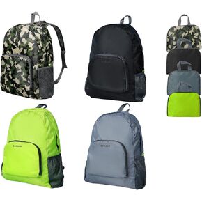 Hiking Backpack 4 packs, Backpack for Women and Men Outdoor Backpacks, Foldable Backpack, Camou, Green, Black, Grey, 20l/0.26lb