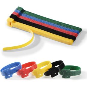 50PC 8 In Reusable Cable Ties, Multi-Purpose Cord Ties for Electronics, Cable Management Ties, Adjustable Fastening Hook and Loop StrapsHome/Office (Multicolor)