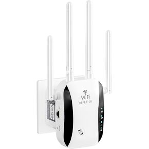 Easy Setup Wifi Repeater Extender Long Range 2.4g Wireless Internet with Ethernet Port, Wifi Booster and Signal Amplifier High Speed 300mbps up to 5000 sq ft and 64 Devices for Home PC Ipad Gaming