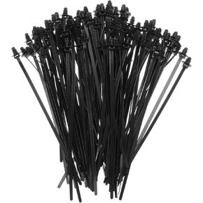 HARFINGTON 100pcs Push Mount Cable Zip Tie 8.7" x 0.18" Nylon Self Locking Cable Strap Thread Style Heavy Duty Snap in Cable Zip Ties for Household Electronic Auto Industry