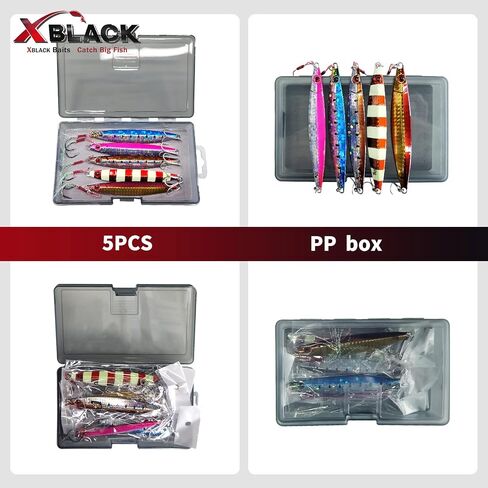 Xblack الصيد الصيد السحر الطعم القفز الملاعق المعدنية المزروعة 5pcs مع صندوق معالجة لباس بيك بيك صيد الأسماك في المياه العذبة في المياه المالحة ، xblack الطعوم ، اصطياد سمكة كبيرة! in Kuwait