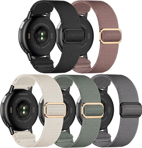5 Pack Stretchy Nylon Bands Compatible with Garmin Vivoactive 5/Vivoactive 6/Forerunner 55/165 Watch,20mm Soft Elastic Adjustable Replacement Sport Straps for Garmin Venu Sq 2 Women Men in Kuwait