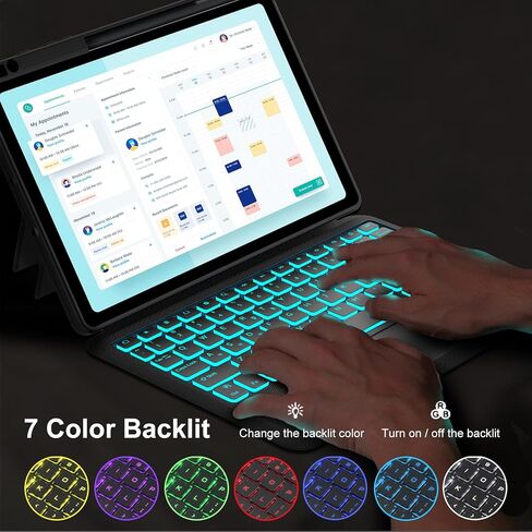 Kvago for Samsung Galaxy Tab S6 Lite 10.4 بوصة مع لوحة المفاتيح - لوحة التتبع الذكية ، 7 لوحة مفاتيح قابلة للفصل للألوان القابلة للفصل ، وحالات لوحة المفاتيح مع حامل S -pen لـ Samsung Galaxy Tab S6 Lite Black in Kuwait