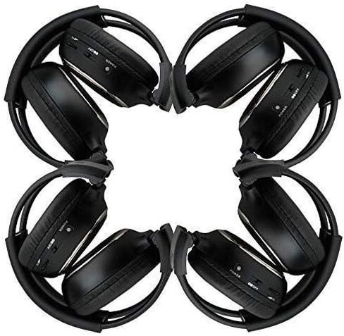 4 Pack of Two Channel Folding Universal Rear Entertainment System Infrared Headphones Wireless IR DVD Player Head Phones for in Car TV Video Audio Listening in Saudi Arabia