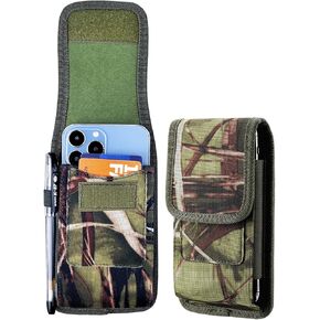 Camo Phone Case Holster Pouch, Camouflage Belt Clip Phone Holder for iPhone 16 Pro 15 Pro, 16, 15, 14 Pro, 13 Pro, 12, 11, Xr, Galaxy S22, S22+, S21 FE, S21,S23+ Carrying Case with Belt Loop