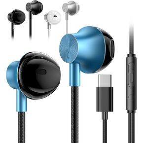USB C Headphone with Microphone 3 Pack, Type C Wired Earbuds with Noise Isolating, in-Ear USB-C Earbuds Earphones Compatible with iPhone 15, iPhone 16, iPad, Android Phones, Most USB C Jack Devices