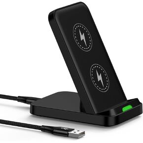 Samsung Fast Charging Wireless Charger Stand Android Phone Wireless Charger Station for Samsung Galaxy S25/S24 FE/S24 Plus/S24 Ultra/Z Flip6 Fold6/S23/S22/S21,Google Pixel 9 Pro XL Fold/8,iPhone 16/15