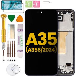 (OLED/with Fingerprint) LCD Display Assembly for Samsung Galaxy A35 5G SM-A356U, SM-A356U1, SM-A356E, SM-A356E/DS, SM-A356B, SM-A356B/DS Screen Replacement kit (Black)