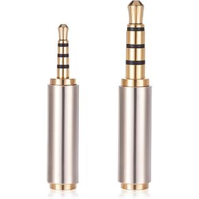 2.5mm to 3.5mm Adapter and 3.5mm to 2.5mm Adapter, Male to Female Stereo Audio Adapter Full Metal Audio Connector 3 Ring Jack Stereo or Mono Converter for Smartphones, Headphone, Mic, Tablets