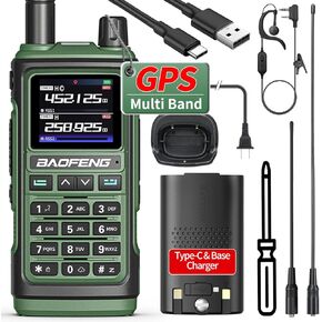 BAOFENG UV-17 PRO GPS Ham Radio Upgraded of UV-5R UV-17R Long Range Handheld Radio Walkie Talkies Tri Band 999 Channels NOAA USB-C Charger Two Way Radio with Rechargeable Battery,High Gain Antenna