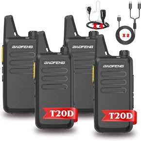 BF-888S Upgraded Walkie Talkies BAOFENG T20D Long Range Two Way Radios with USB-C Charging Compact Portable Design for Outdoor Adventures Team Communication and Emergency Use (T20D x 4 Pack)