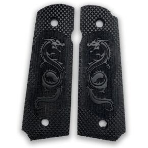 1911 Dragon Accessories, Ambi Safety Cut Full Size, for Ruger, Colt, Kimber, Taurus, Remington and Widely Fits Models Brown, Black, Rusty Walnut