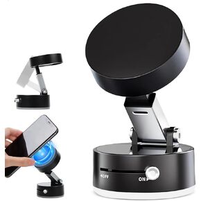 Vacuum Magnetic Suction Phone Holder, 2025 New Foldable & Retractable Double-Sided Magnetic Phone Mount, Folding Swivel Stand for Car, Mirror & Gym (Black)