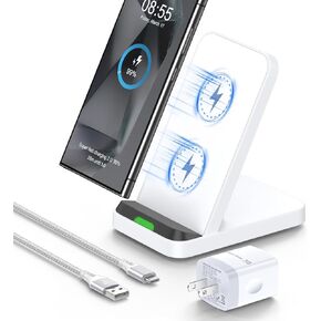 Pixel Wireless Charger Fast Charging Stand,15W Android Wireless Desk Charger Station with QC3.0 Adapter for Pixel 9 Pro Fold 8 Pro 7 6,Samsung Galaxy S25 Ultra S24 FE S23 S22,iPhone 16 Pro Max 15 14