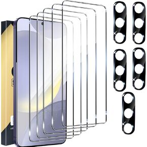 Galaxy S24 Screen Protector [5+5 Pack] Camera Lens Protector, Fingerprint Unlock Support, HD Tempered Glass, Touch Sensitive, Anti Scratch, for Samsung S24 5G Glass Screen Protector