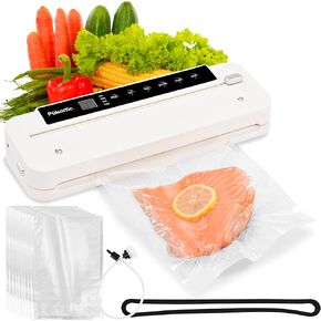 Pukomc Vacuum Sealer Machine,Automatic Air Sealing for Food with Build-in Cutter,Dry and Moist Food Modes,External VAC for Jars and Containers,LED Countdown Display Screen,Removable Cleaning
