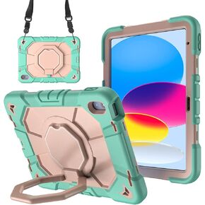 Case for iPad 10th Generation Case with Pencil Holder 2022 10.9 Inch, Heavy Duty Shockproof Rugged Protective Case with 360° Rotate Hand Stand.(Black)