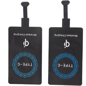 Type C Wireless Charger Receiver, 2PCS, Self Adhesive Silicone Design, Universal Compatibility, Qi Standard, USB Type C, for Mobile Phone