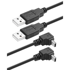 CERRXIAN 90 Degree Mini USB Cable, USB 2.0 Male to Down Angle Mini USB 5 Pin Male Data Sync and Charging Cable for GPS, Dash Cam, External Hard Drives - 4.92FT (2Pack)