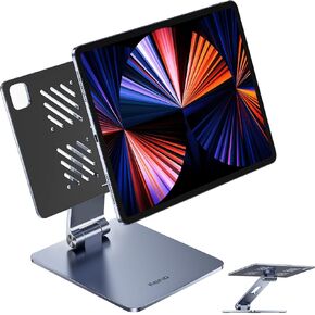 Magnetic Stand for iPad Pro 12.9 Inch, [94* N52 Magnets Powerful]，iPad Air 13 Inch M2 (2024)，Aluminum Alloy iPad Mount for Desk Holder 180 Adjustable 360 Rotatable Easy to Use & No Need to Assemble