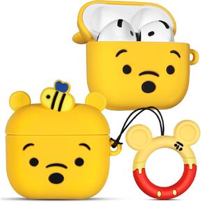 Boaretiu for Airpods 4th Case - with Keychain for AirPods 4th Generation Case (2024) Yellow Bear Cute Kawaii Funny 3D Soft Silicone Fun Cool for Girls Women Teens for Air pods 4 Cover