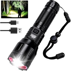 Flashlights High Lumens Rechargeable 2 Packs, 990,000 Lumens LED Battery Powered Tactical Handheld Flashlight with 5 Modes, Cob Side Light, USB C, Zoomable, Waterproof for Outdoor Emergencies