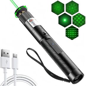 Rechargeable Green Light Flashlight with USB Charging Long Range Handheld Green Flashlight for TV/LED/LCD/ Screen Presentations Office/Outdoor/Indoor Meetings