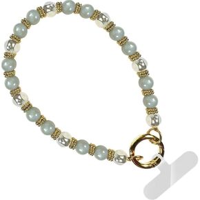 Save the Girls Clip and Go Phone Charm (Pearl w/Blue Beads) - Hands Free Phone Wrist Strap - Multifunctional Women’s Bracelet or Necklace Holder On Strap for Purse (Nina Collection)