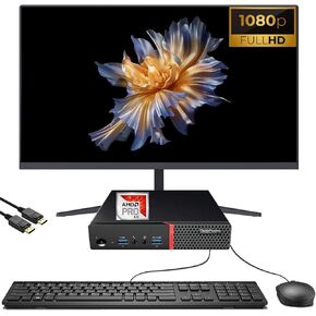 Lenovo ThinkCentre M715q Tiny Desktop Computer and 21.5'' FHD Monitor, AMD Pro A10-8770 3.5GHz, 16 GB RAM, 512 GB SSD, Keyboard and Mouse, WiFi, Windows 10 Pro (Renewed)