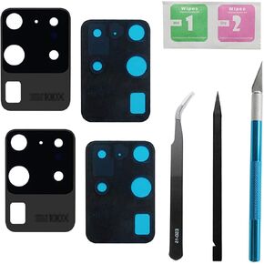 2 Pcs S20 Ultra Camera Lens Glass Replacement for Samsung Galaxy S20 Ultra Back Rear Camera Glass Lens Replacement with Pre-Installed Adhesive and Reparing Toolkit