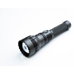 Tactical Hunter Flashlight, 1000 Lumen, 920 Yards Zoom-in Beam, Smart Power Control, Rechargeable, Water Resistant, and Reverse Charging for Phones or Other Devices.