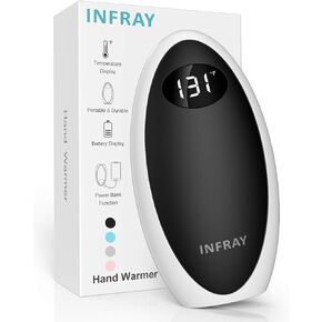 infray Hand Warmers Rechargeable, USB-C 5200mAh Reusable Pocket Warmer/Power Bank, Electric Portable Hand Warmer Double-Sided Heating Hand Heater, Ideal Winter Gift for Women Men
