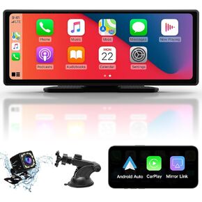 Wireless Protable Carplay & Android Auto,Car Play Box+Backup Camera,9.26'' Portable Car Stereo with Phone Mirroring, Carplay Screen with AUX/FM/Bluetooth,Voice Control Suitable for All Car Models
