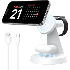 2025 3 in 1 Wireless Charging Station, Magnetic Wireless Charger Stand for Apple, Charging Station for Multiple Apple Devices, Charging Stand for iPhone 16/15/14/13/12 Series,AirPods, iWatch Series