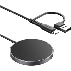 JSAUX Magnetic Wireless Charger Compatible with MagSafe Charger iPhone 16/16 Pro/16 Plus/16 Pro Max/iPhone 15 14 13 12, Mag Charger, Magnetic Charging Pad with Kickstand Grey