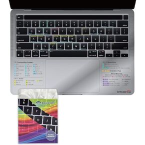 Kiss Cover Ultra-Thin Full Keyboard Cover for MacBook Pro 13.3" with Printed Shortcut Keys, 4X thinner Than competitors, Protects Touch ID, and Works Seamlessly Over The Cover