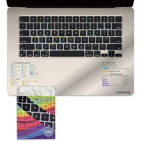 Kiss Cover Ultra-Thin Full Keyboard Cover for MacBook Air 15.3" with Printed Shortcut Keys, 4X thinner Than competitors, Protects Touch ID, and Works Seamlessly Over The Cover