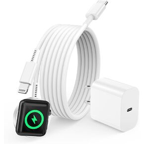 for Apple Watch Charger with USB C Charger, 2 in 1 iWatch & iPhone Charger Fast Charging, 6FT Magnetic Smart iWatch Charger Cable for Apple Watch Series 9/SE/8/7/6/5/4/3/2/1/ultra & iPhone 14/13/12