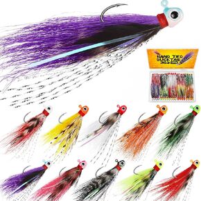 رقصات كرابي Dovesun ، و 40pcs رقصات الشعر مربحة يدويًا 10 ألوان تصفص الصيد 1/32oz 1/16oz 1/8oz bucktail crappie meads for trout و walleye and panfish fishing