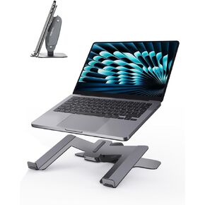 Vaydeer Laptop Stand for Desk, Metal Dual-Mode Design for Desk & Vertical Use, Adjustable Laptop Holder Space Saving Supports MacBook, Chromebook, Surface, Dell (Gunmetal)