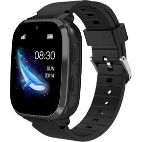 4G Kids Smart Watch for Boys Toys with GPS Tracker SIM Card Games HD Camera Location Cell Phone SOS Calling Texting Waterproof Voice Chat Alarm Clock for Ages 5-13 Birthday Gifts(Black)