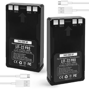 2-Pack Rechargeable Lithium Battery Pack 6370mAh Replacement Battery for SPYPOINT LIT-22 Cellular Trail Camera, Compatible with Flex-M, Flex-S, Flex G-36, Flex-Plus, Flex Series, Includes Type-C Cable