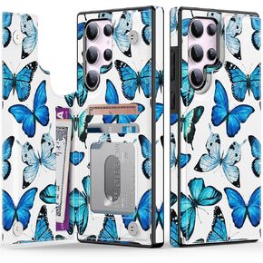 Goodon for Samsung Galaxy S25 Plus Case Wallet - Flip Folio Leather Cover with Trendy Floral Design, 3 Card Slots & Kickstand Function, Protective Phone Case for Women Girls - Blooming Wildflowers