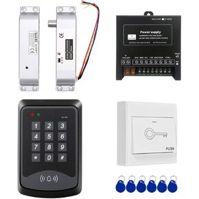 Door Access Control System RFID Keypad Fail Secure Electric Drop Bolt Lock Kit with Exit Button