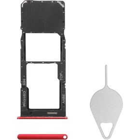 for Samsung Galaxy A12 Sim Card Tray Replacement (Single SIM Version) Red Card Tray Slot Holder Bracket Adapter with Needle Ejector for A12 SM-A125U SM-A125U1
