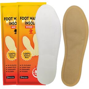 Foot Warmer Insoles, Air Activated Instant Heated Insoles, Disposable and Portable, 9h of Extra Warmth， Purely Natural Toe Warmers，Pack of 5 or 10 Pairs (5 Pairs, Women 5-7/Men 4-6)