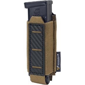 IDOGEAR Pistol Mag Pouch 9mm Magazine Pouches MOLLE Holder with Carbon Fiber Patterned PP Plate Construction Single Magazines Carrier