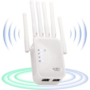 WiFi Extender Signal Booster,WiFi Booster with 1200Mbps Dual Band WiFi Extenders Signal Booster for Home,WiFi Repeater with Ethernet Port Covers up to 10000sq. ft and 55+ Devices（Striped）