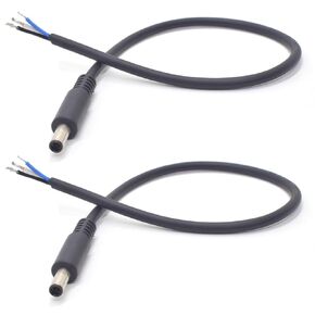 2PCS 7.4mm x 5mm Male Plug to Bare Wire Open End,3 Wires Charger Pigtail Wire Cable Repair Adapter Pigtail Cable for HP,Dell Laptop DC Power Supply Replacement